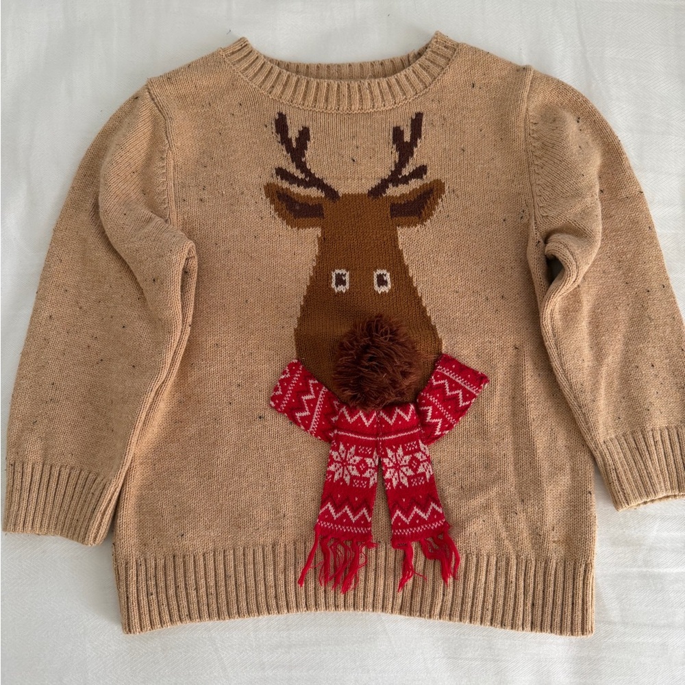 H&M Tan Sweater with Red Reindeer Design (11)